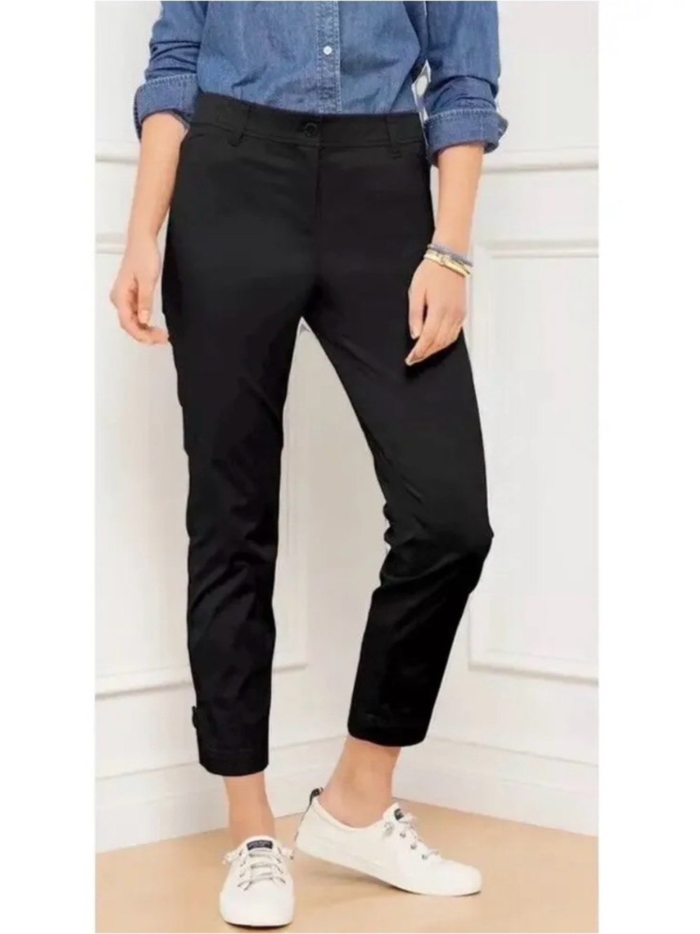 *TALBOTS* Petite Black Stretch Twill Simply Flattering Crop Pants NWT Size 12P